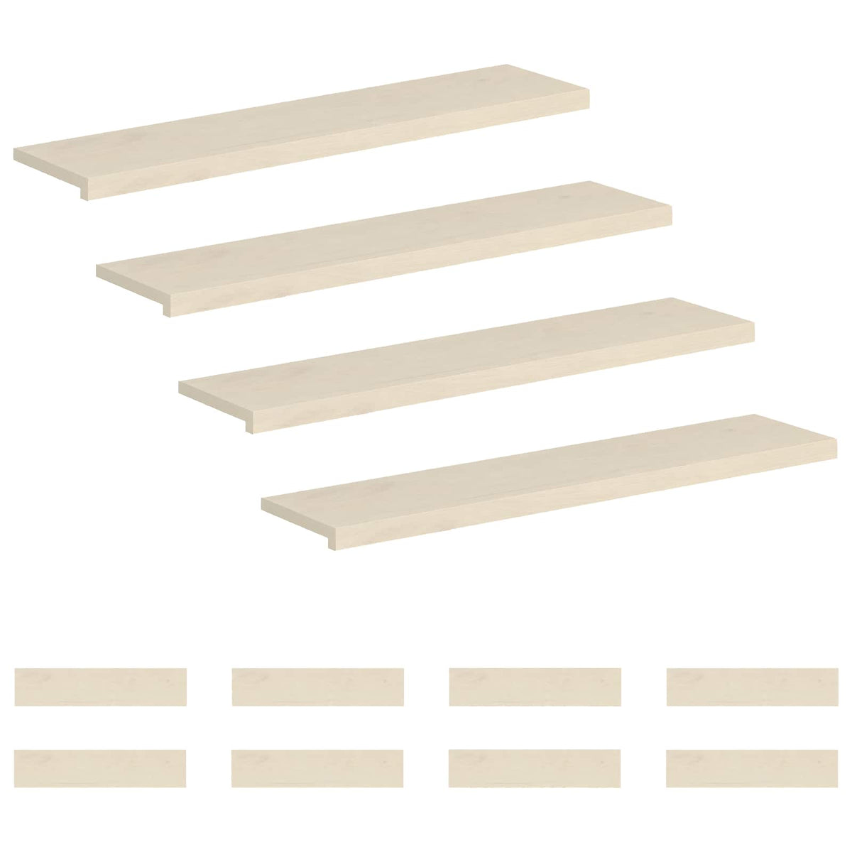 vidaXL Stopień 12 szt. 110 x 25 x 2 cm Biały Dąb lite