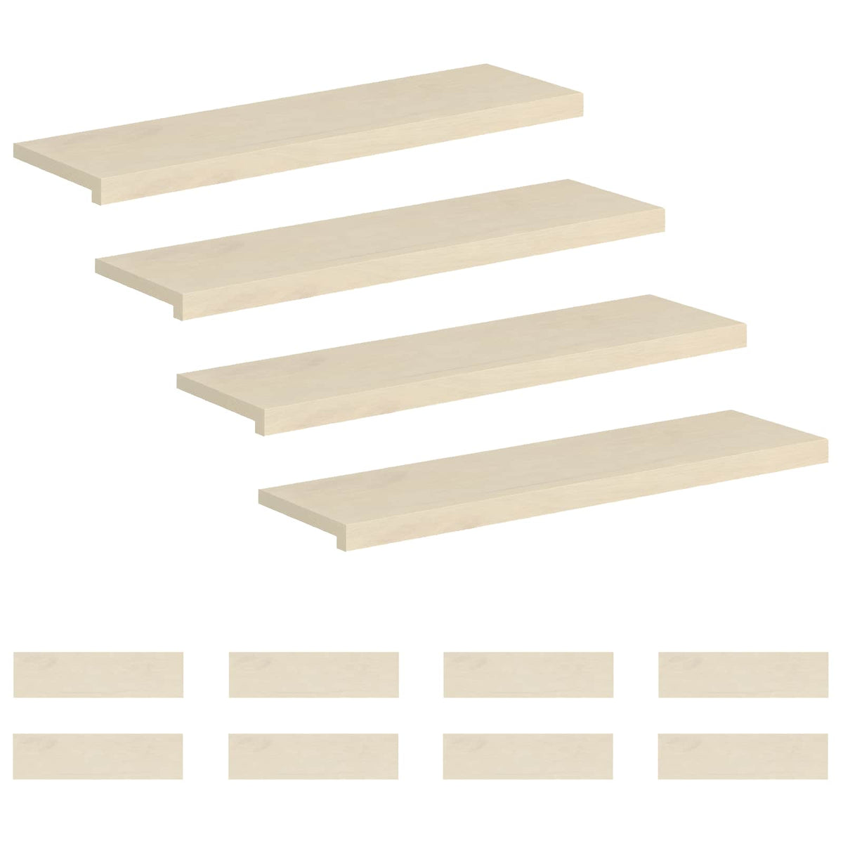 vidaXL Stopień 12 szt. 100 x 30 x 2 cm Biały Dąb lite