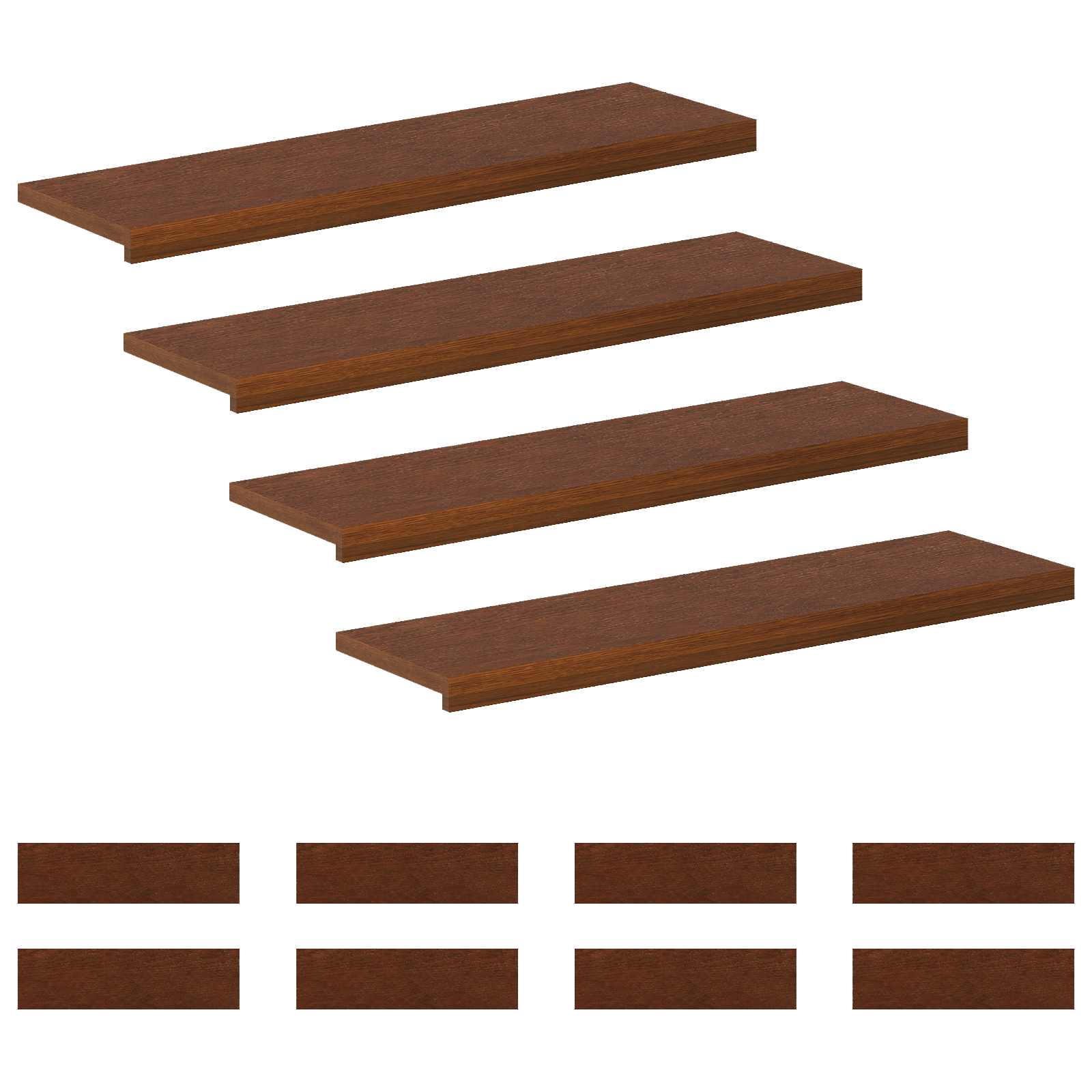 vidaXL Stopień 12 szt. 100 x 25 x 2 cm Ciemny brąz Dąb lite
