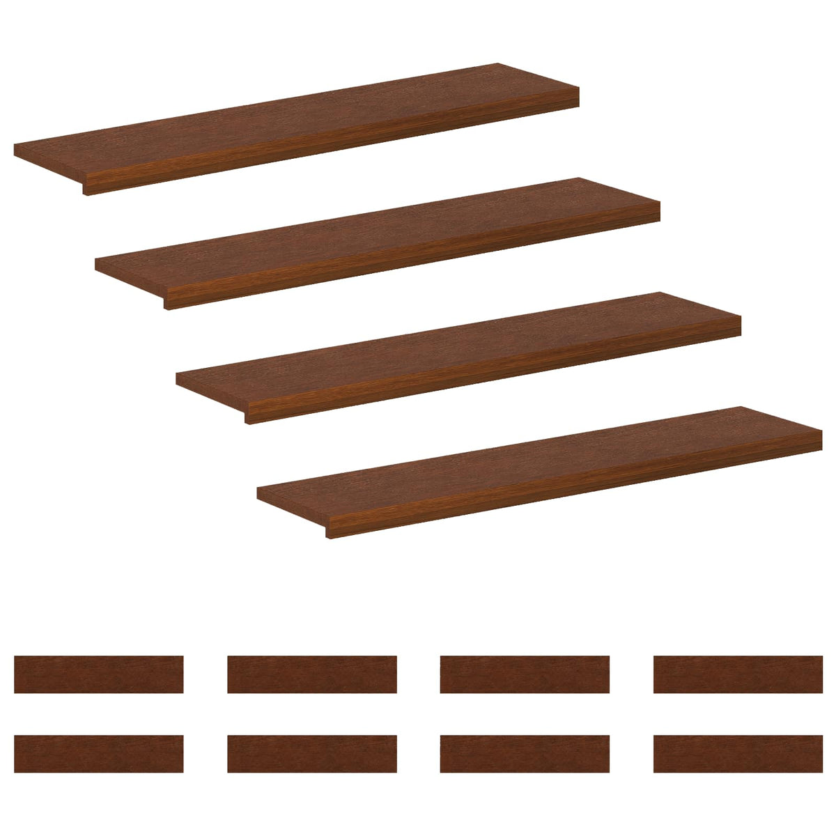vidaXL Stopień 12 szt. 120 x 25 x 2 cm Ciemny brąz Dąb lite
