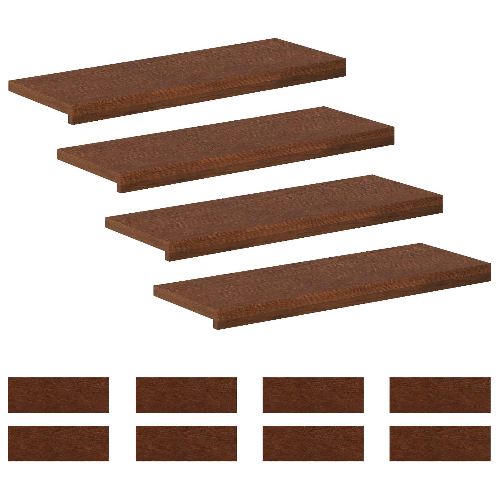 vidaXL Stopień 12 szt. 80 x 30 x 2 cm Ciemny brąz Dąb lite