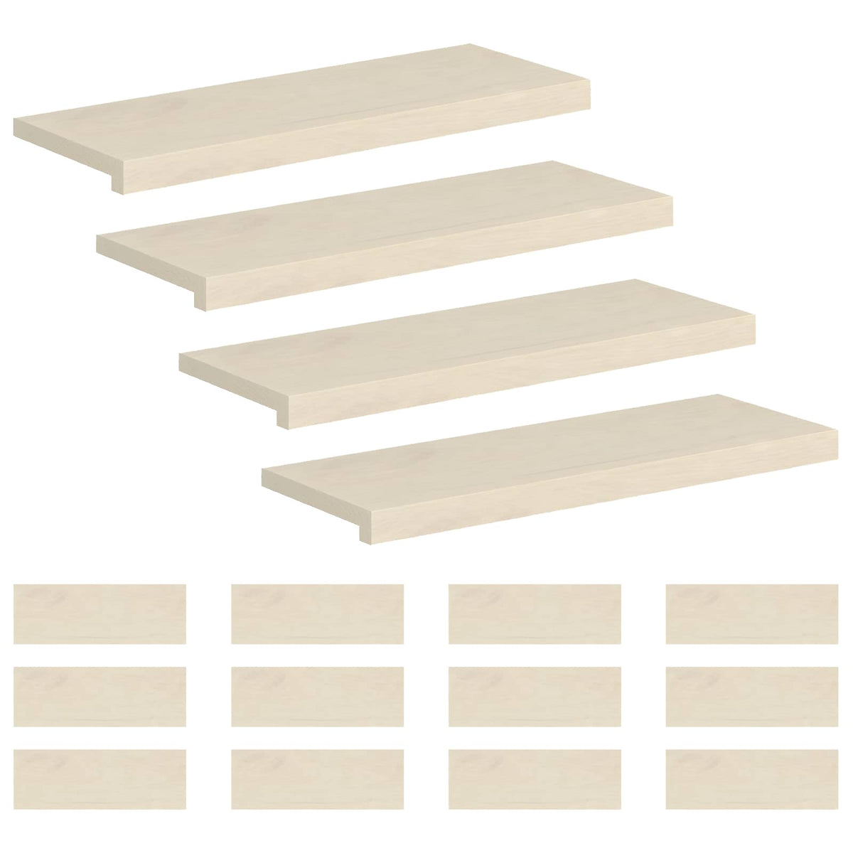 vidaXL Stopień 16 szt. 70 x 25 x 2 cm Biały Dąb lite