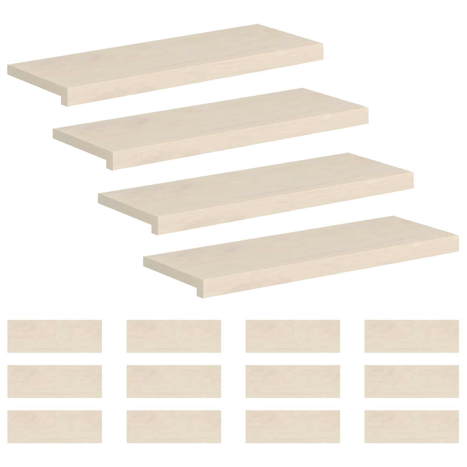 vidaXL Stopień 16 szt. 80 x 25 x 2 cm Biały Dąb lite