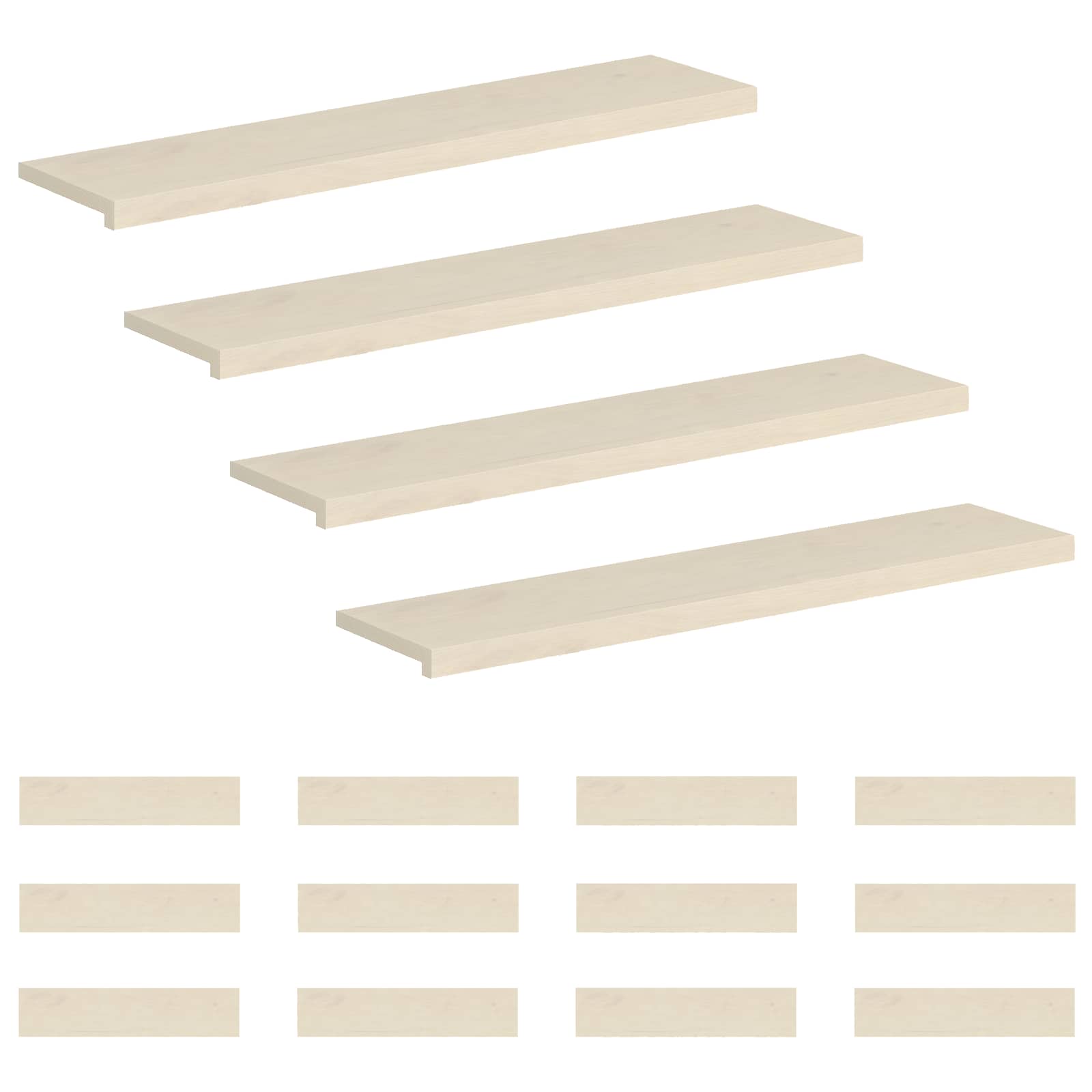 vidaXL Stopień 16 szt. 120 x 25 x 2 cm Biały Dąb lite