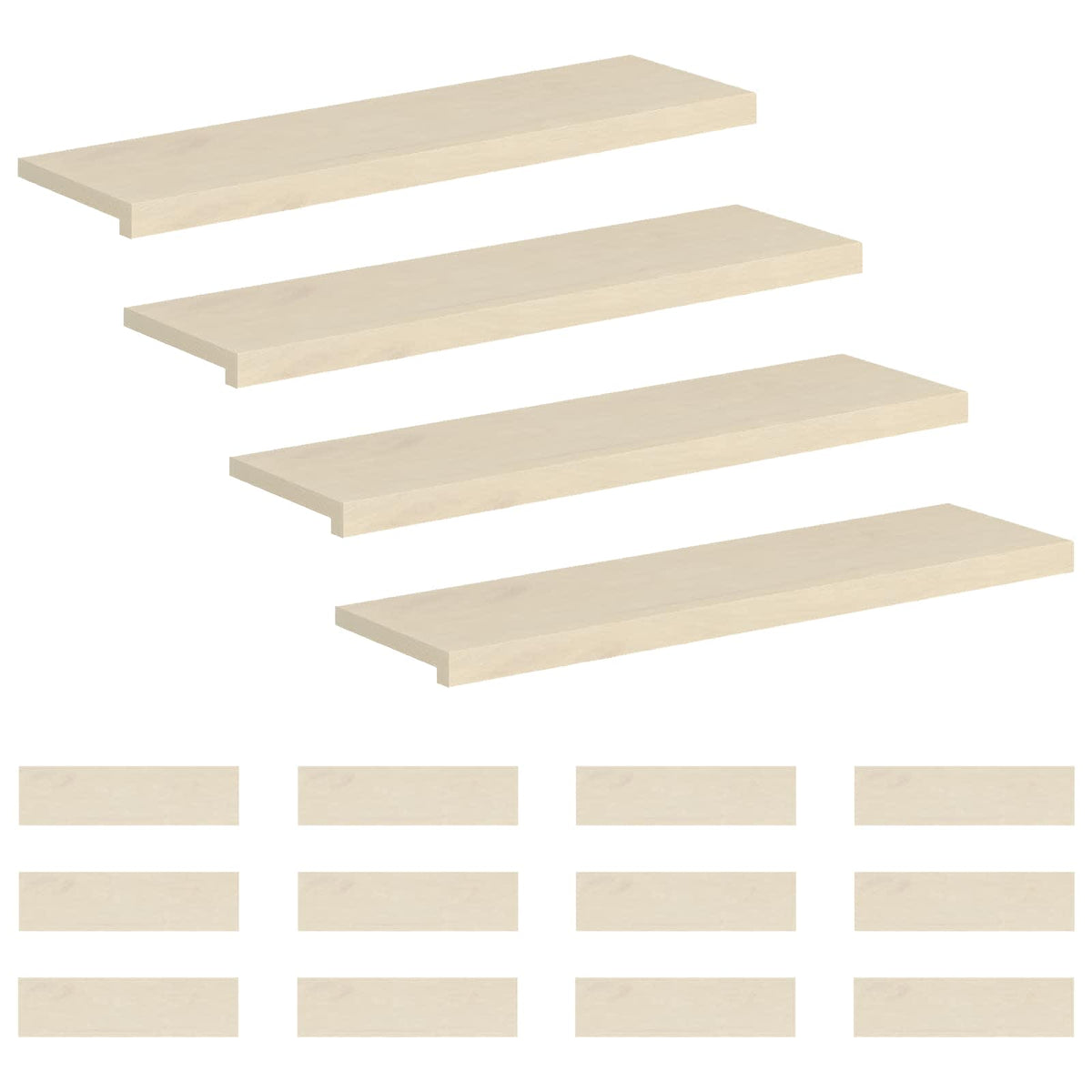 vidaXL Stopień 16 szt. 100 x 30 x 2 cm Biały Dąb lite