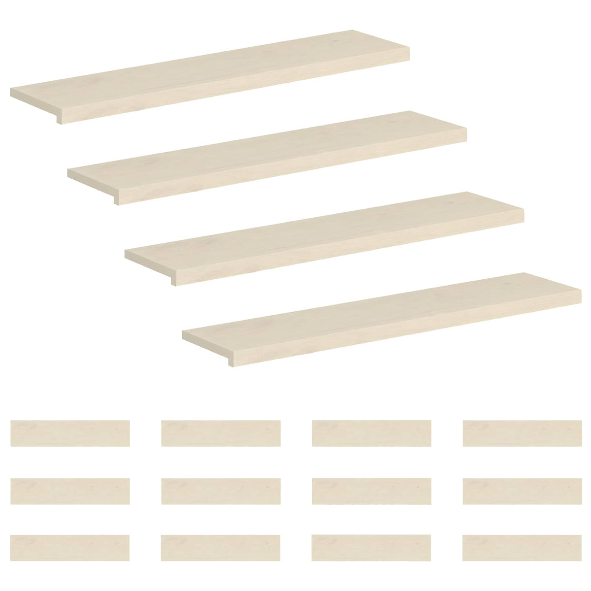 vidaXL Stopień 16 szt. 120 x 30 x 2 cm Biały Dąb lite