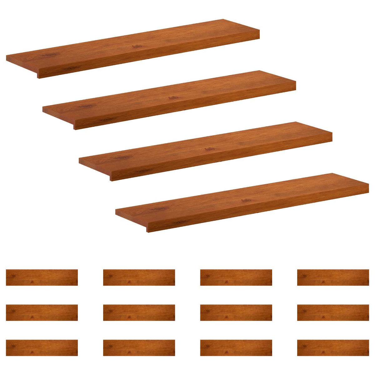 vidaXL Stopień 16 szt. 120 x 25 x 2 cm brązowy Dąb lite
