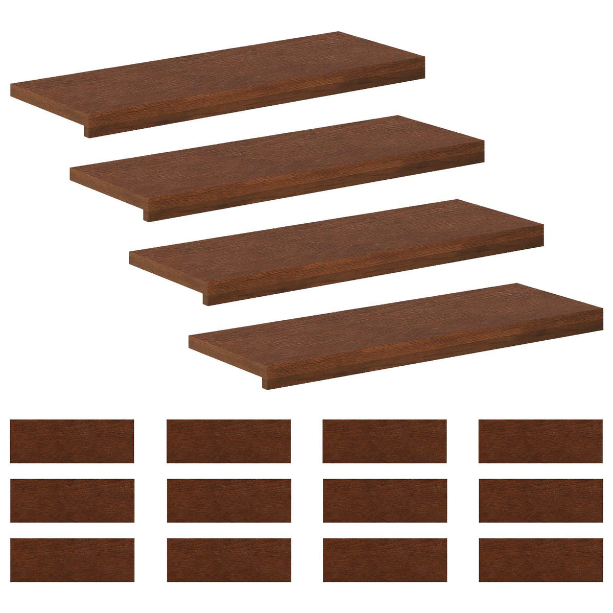 vidaXL Stopień 16 szt. 80 x 30 x 2 cm Ciemny brąz Dąb lite