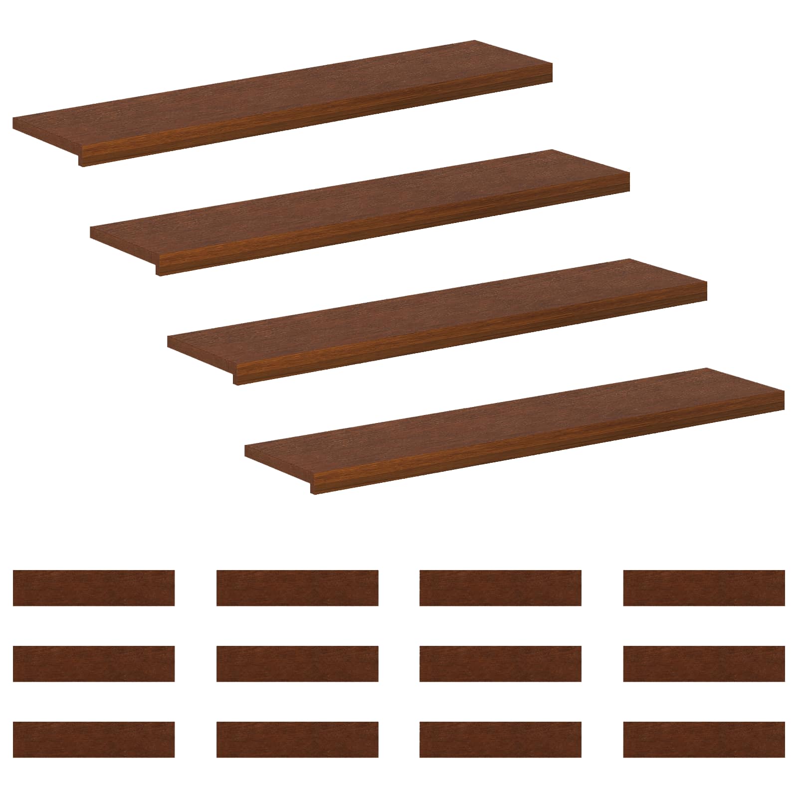 vidaXL Stopień 16 szt. 120 x 30 x 2 cm Ciemny brąz Dąb lite