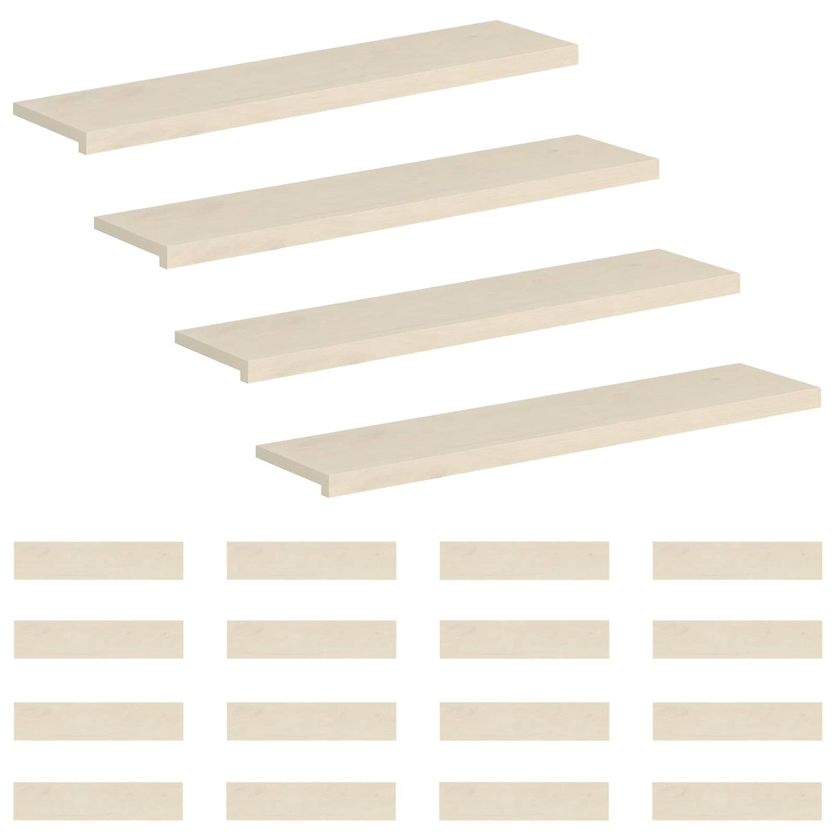 vidaXL Stopień 20 szt. 120 x 25 x 2 cm Biały Dąb lite