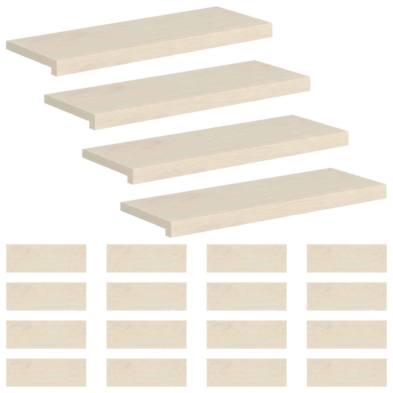 vidaXL Stopień 20 szt. 70 x 30 x 2 cm Biały Dąb lite