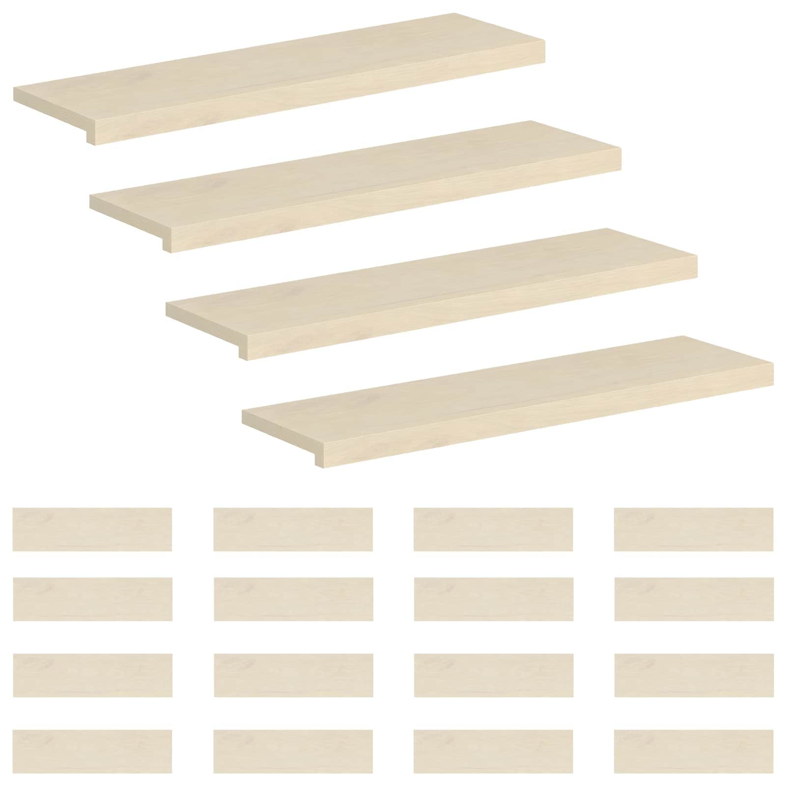 vidaXL Stopień 20 szt. 100 x 30 x 2 cm Biały Dąb lite