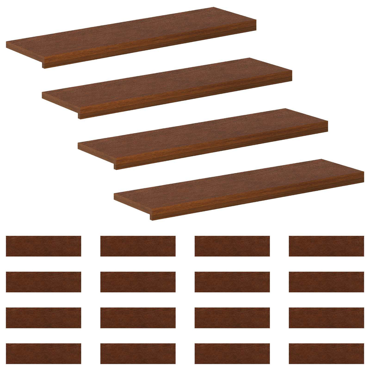vidaXL Stopień 20 szt. 90 x 30 x 2 cm Ciemny brąz Dąb lite