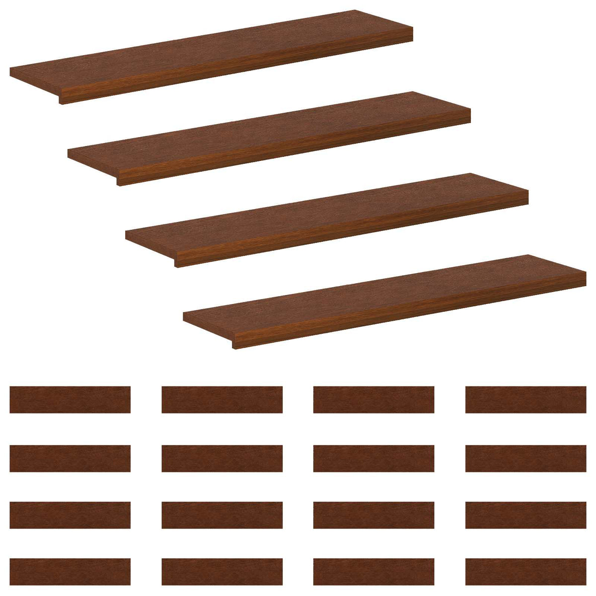 vidaXL Stopień 20 szt. 110 x 30 x 2 cm Ciemny brąz Dąb lite