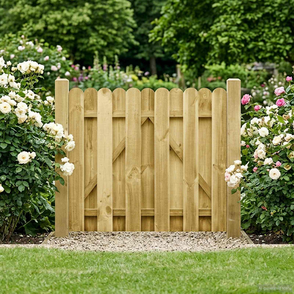 vidaXL Brama ogrodowa 100 x 100 cm Lite drewno sosnowe zielony