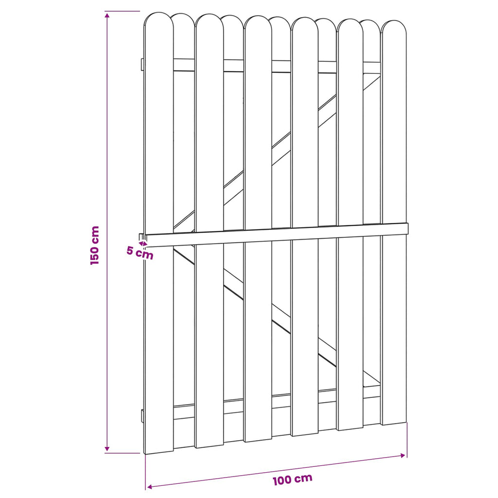 vidaXL Brama ogrodowa 100 x 150 cm Lite drewno sosnowe zielony