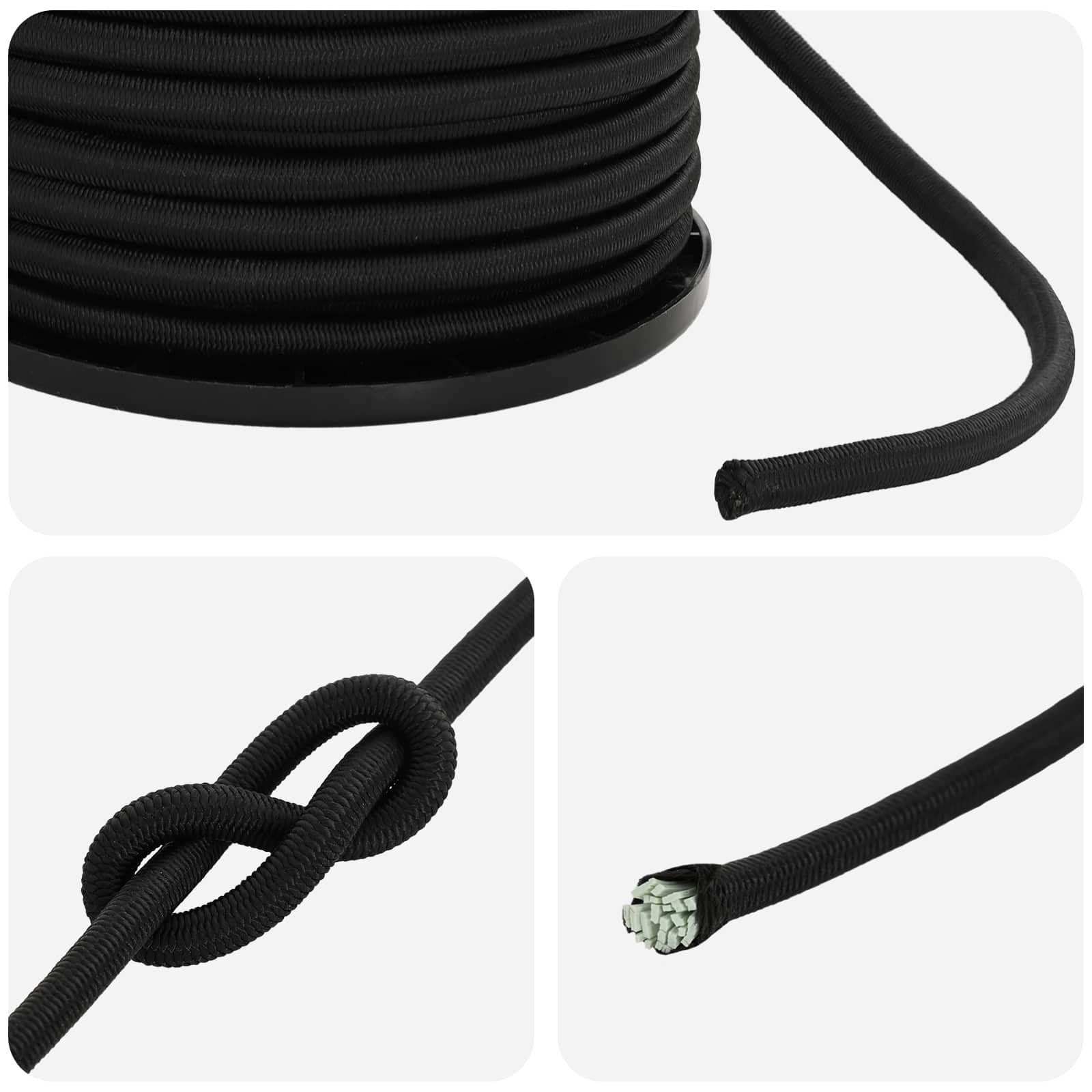 vidaXL Liny bungee 4 mm Czarny PP i guma