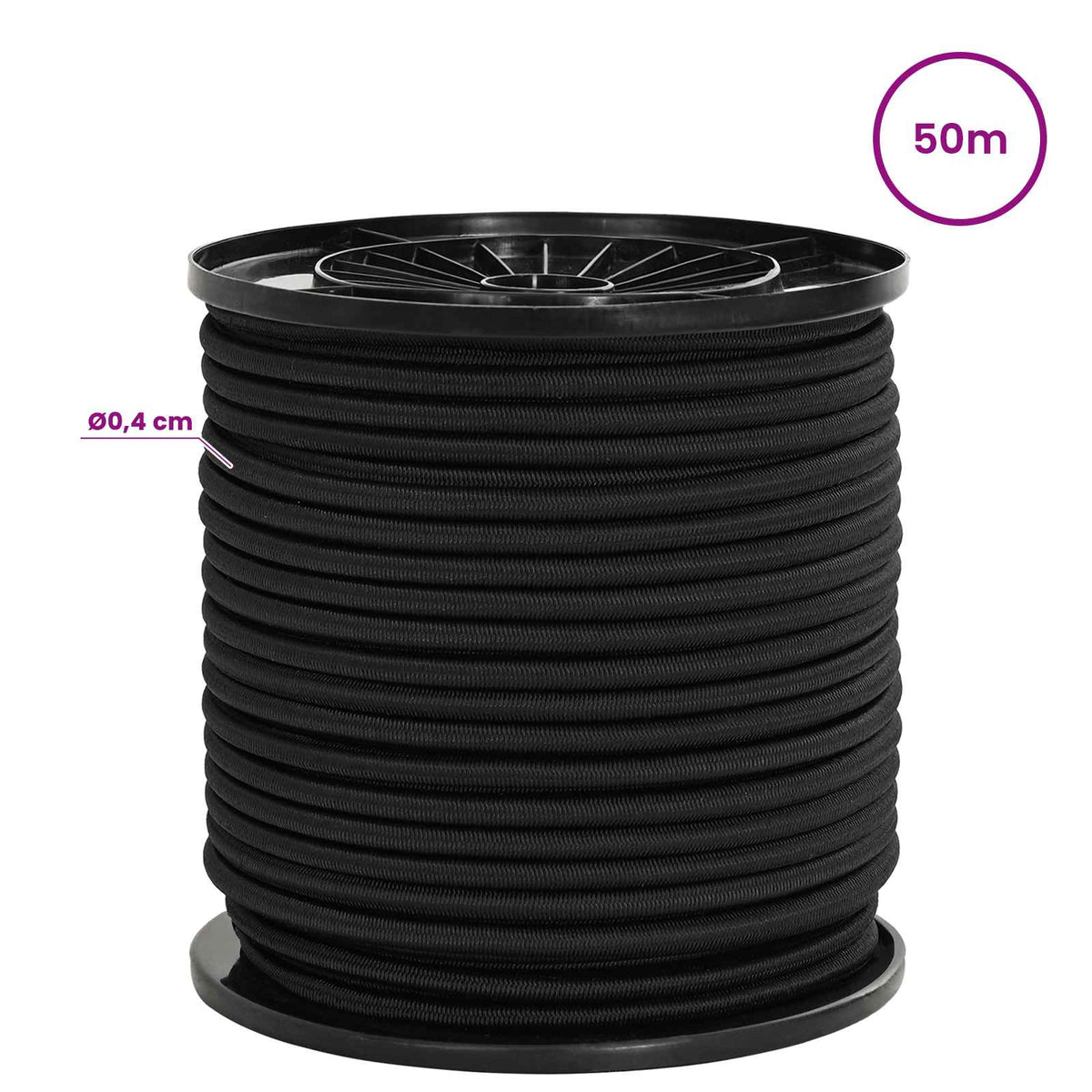 vidaXL Liny bungee 4 mm Czarny PP i guma