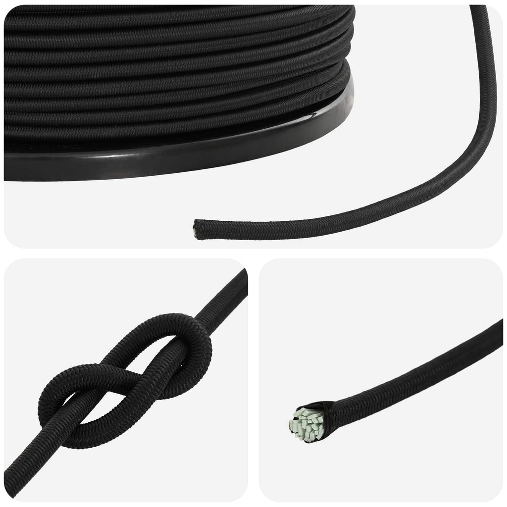 vidaXL Liny bungee 4 mm Czarny PP i guma