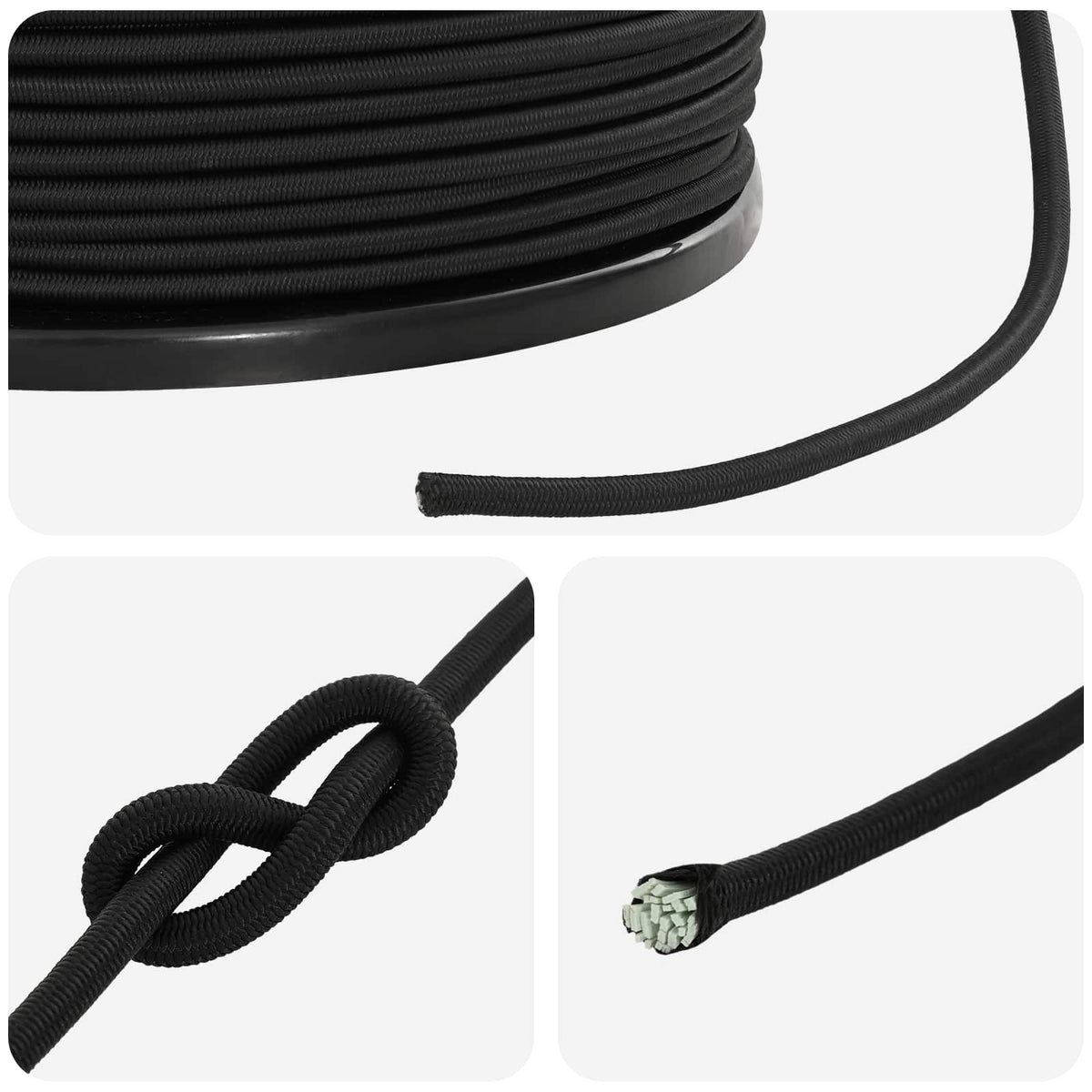 vidaXL Liny bungee 4 mm Czarny PP i guma