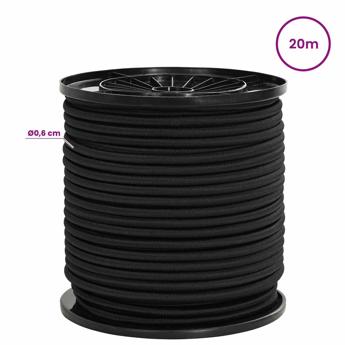 vidaXL Liny bungee 6 mm Czarny PP i guma