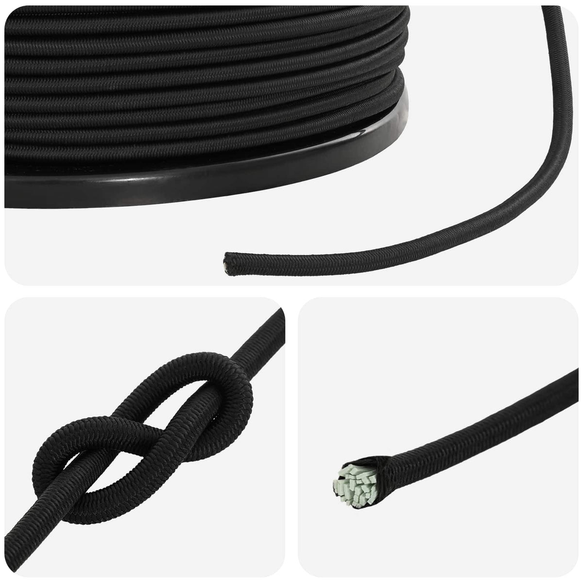 vidaXL Liny bungee 6 mm Czarny PP i guma