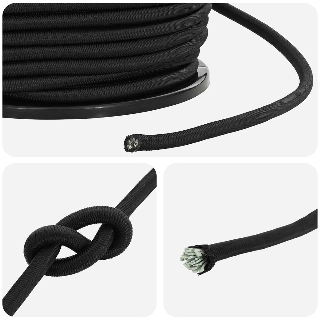 vidaXL Liny bungee 8 mm Czarny PP i guma