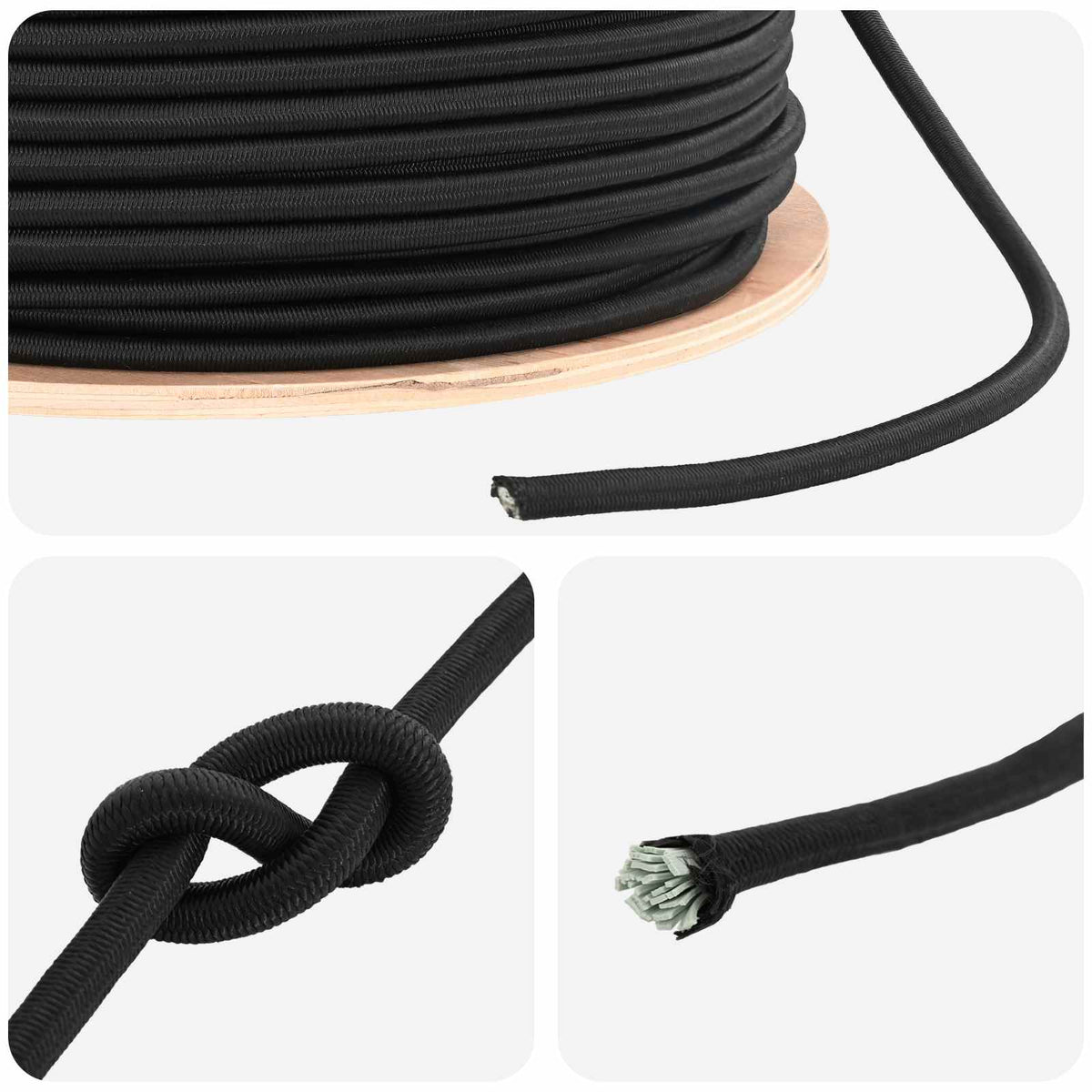 vidaXL Liny bungee 8 mm Czarny PP i guma