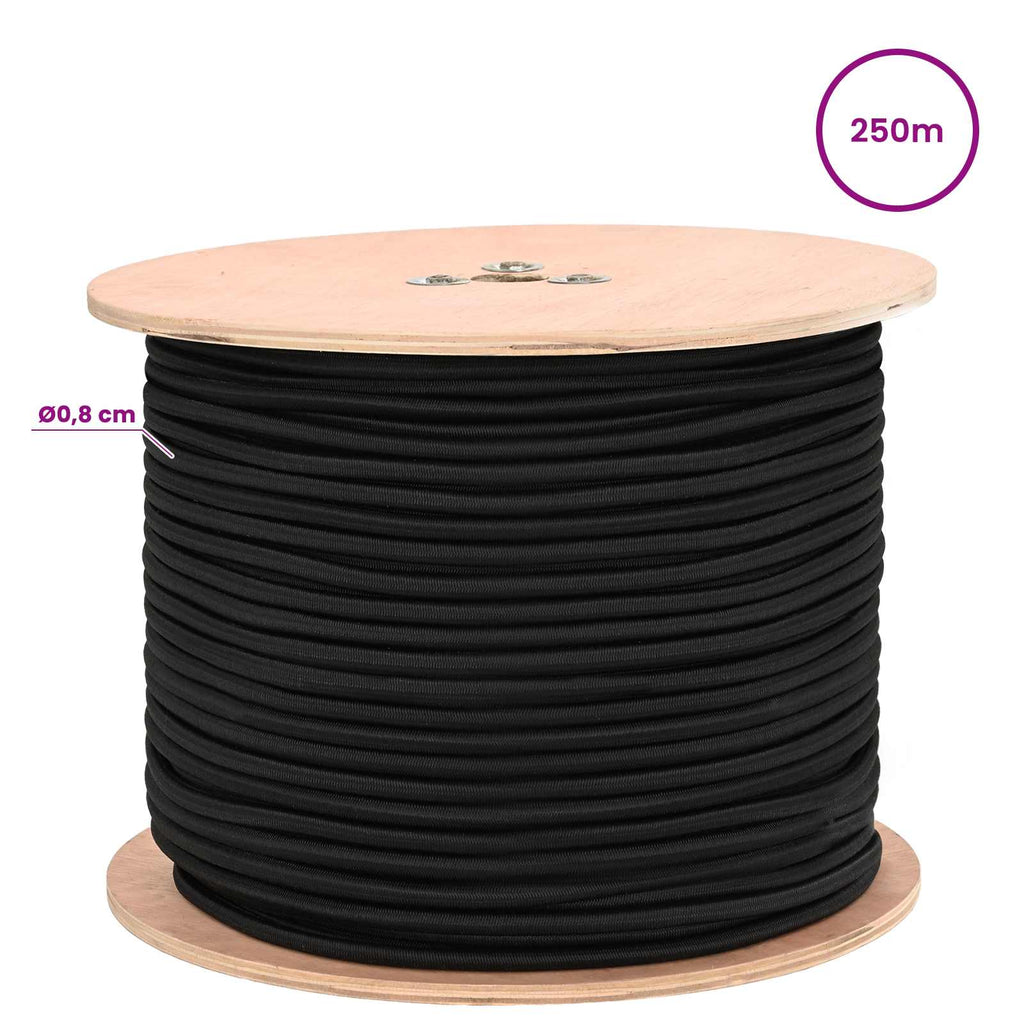 vidaXL Liny bungee 8 mm Czarny PP i guma
