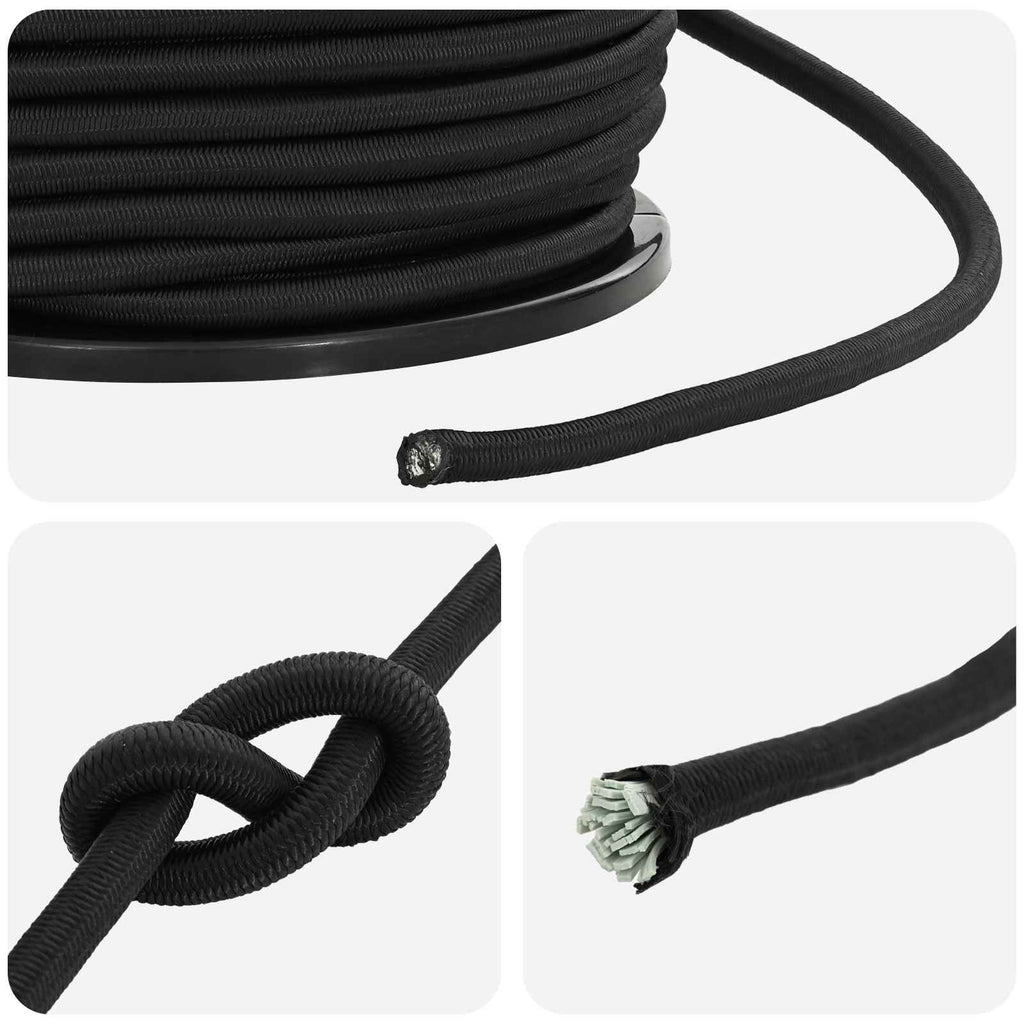 vidaXL Liny bungee 10 mm Czarny PP i guma