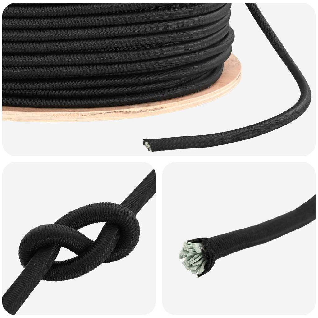 vidaXL Liny bungee 10 mm Czarny PP i guma