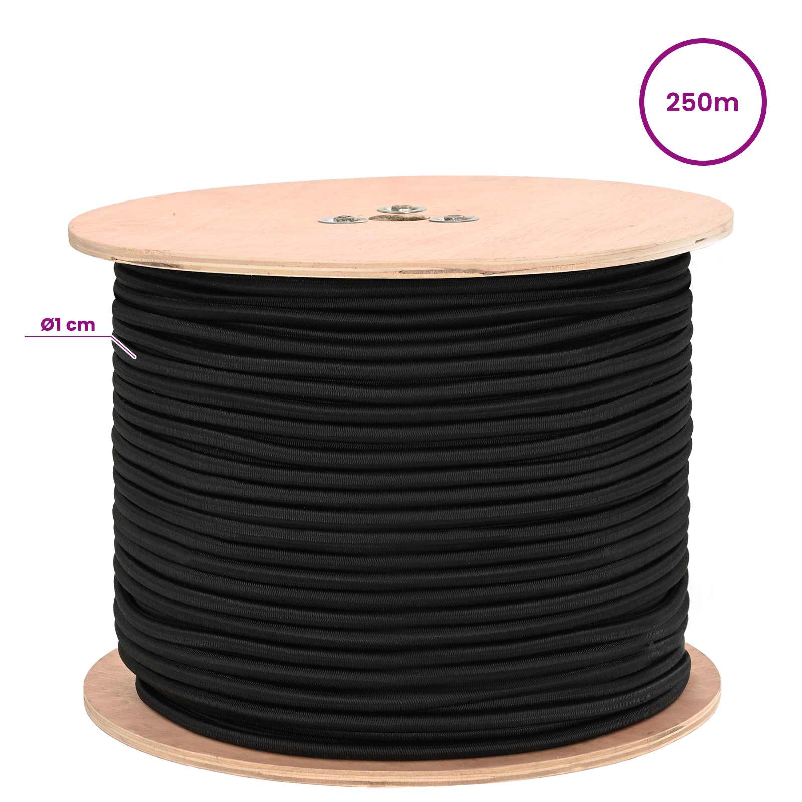 vidaXL Liny bungee 10 mm Czarny PP i guma