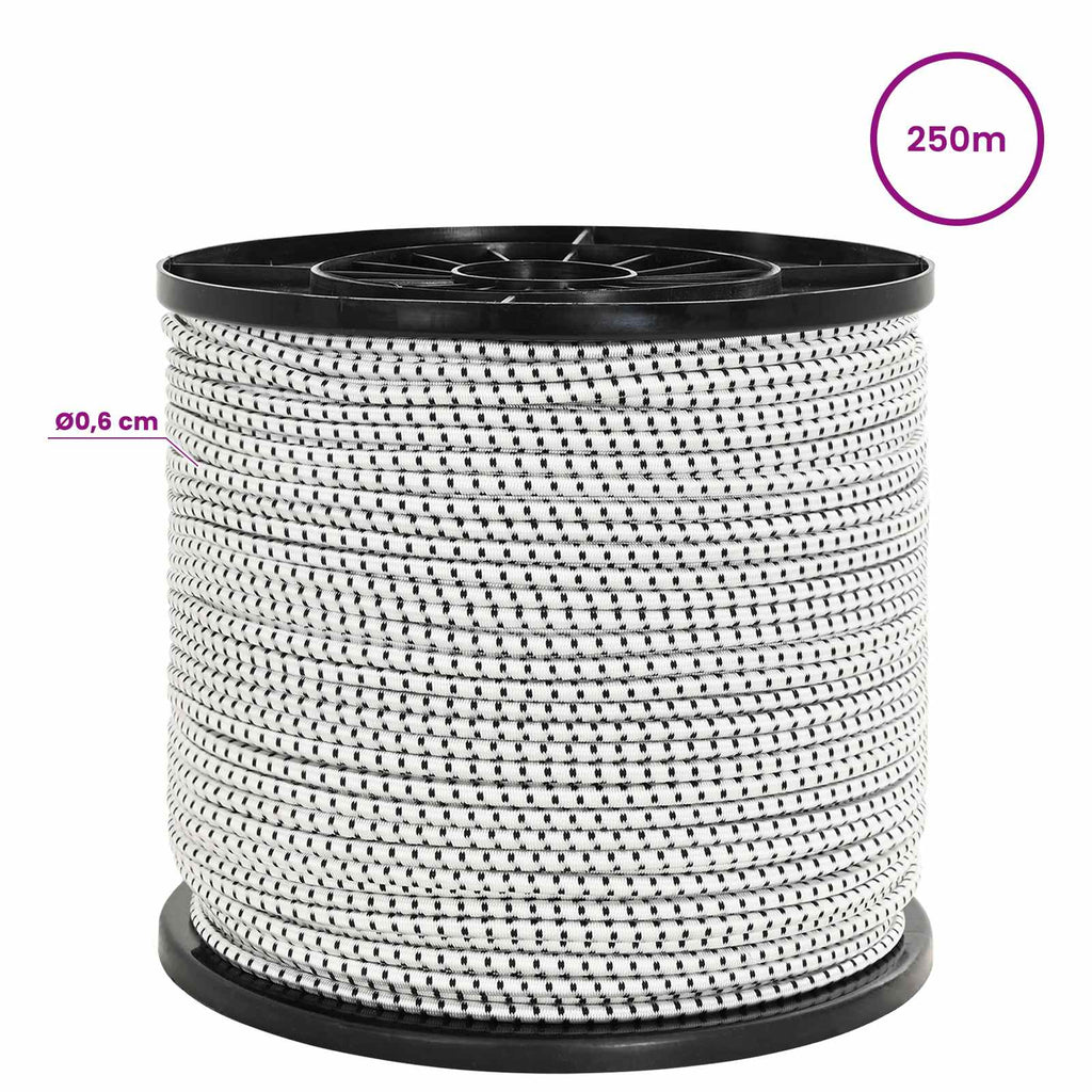 vidaXL Liny bungee 6 mm Czarny i Biały PP i guma
