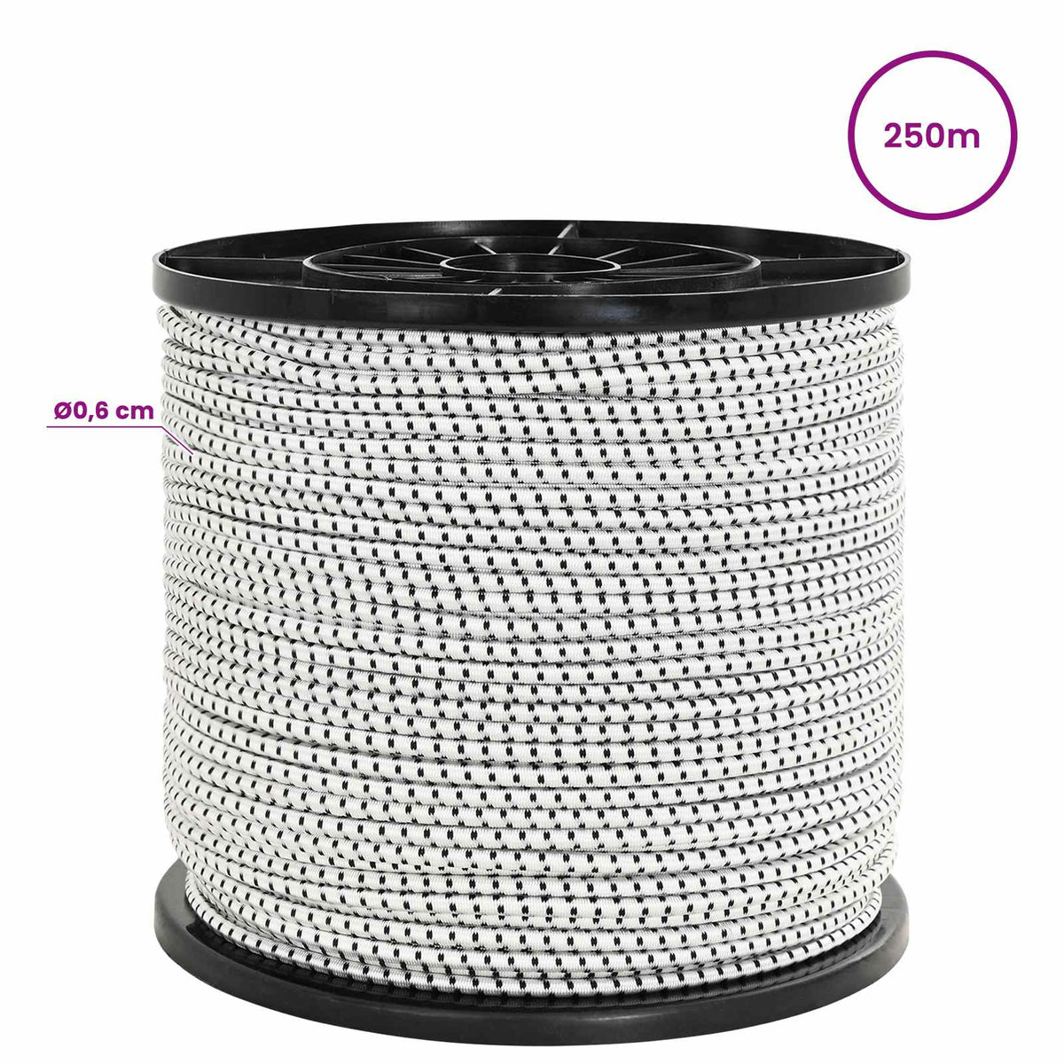 vidaXL Liny bungee 6 mm Czarny i Biały PP i guma
