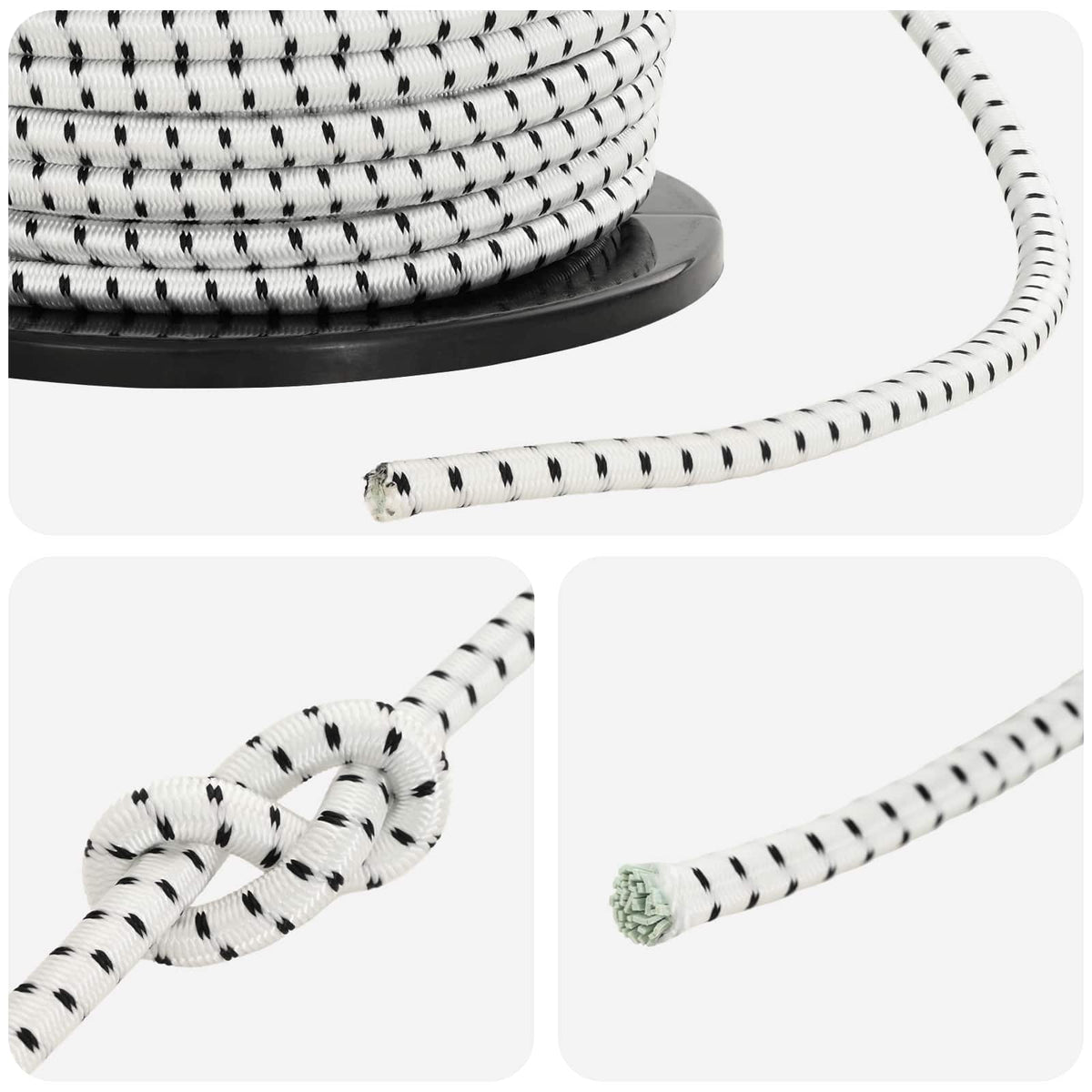 vidaXL Liny bungee 8 mm Czarny i Biały PP i guma