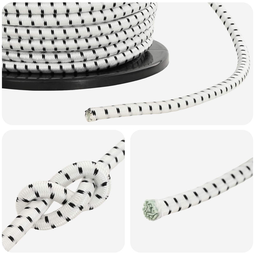 vidaXL Liny bungee 10 mm Czarny i Biały PP i guma
