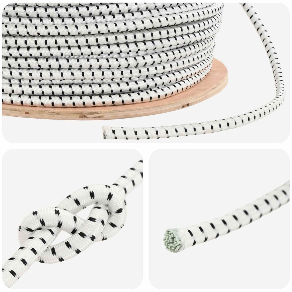 vidaXL Liny bungee 10 mm Czarny i Biały PP i guma