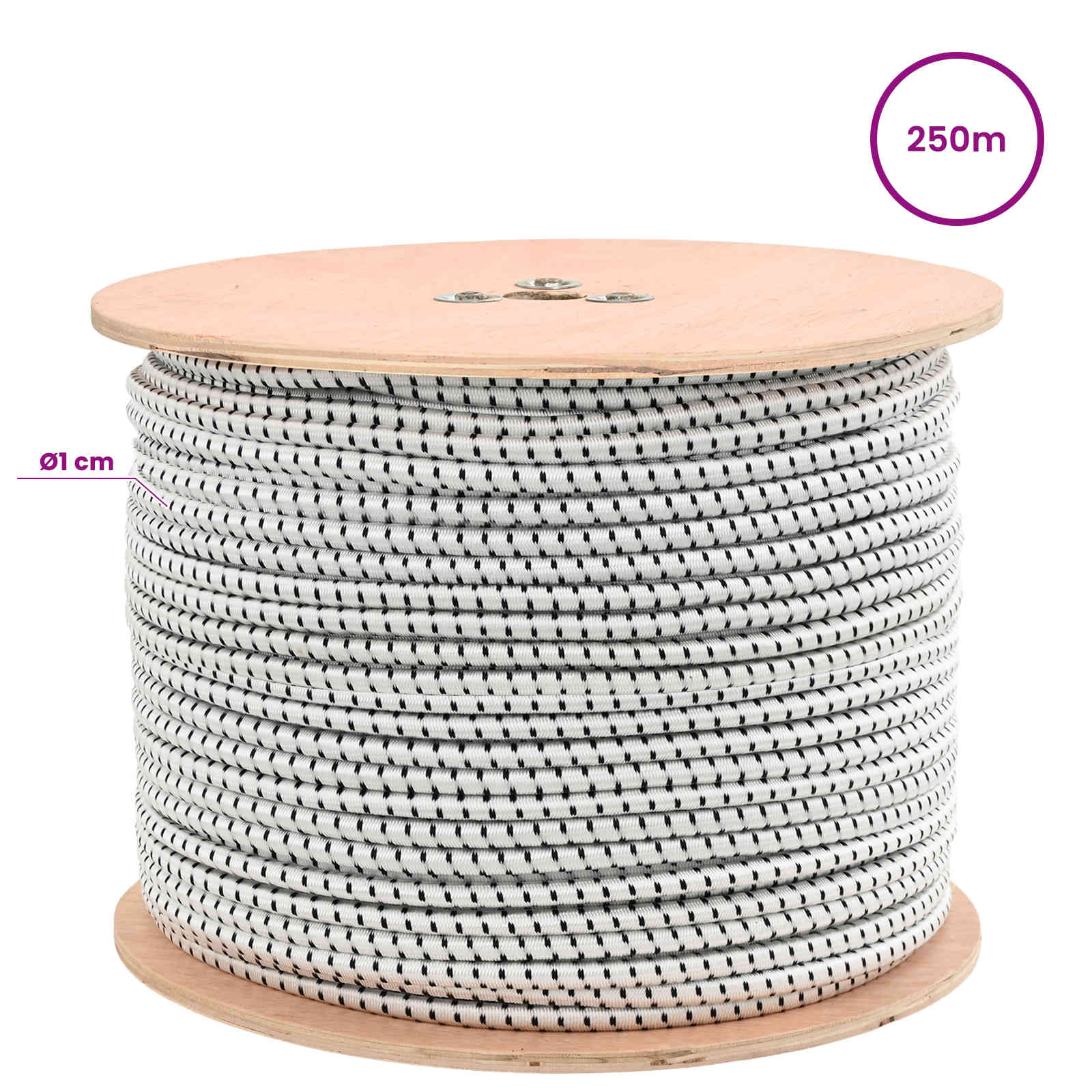 vidaXL Liny bungee 10 mm Czarny i Biały PP i guma