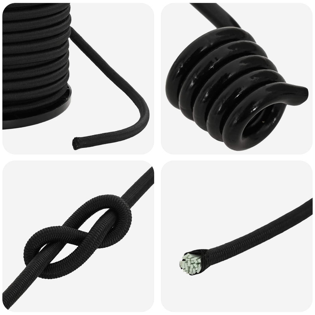 vidaXL Liny bungee z hakami 4 mm Czarny PP i guma