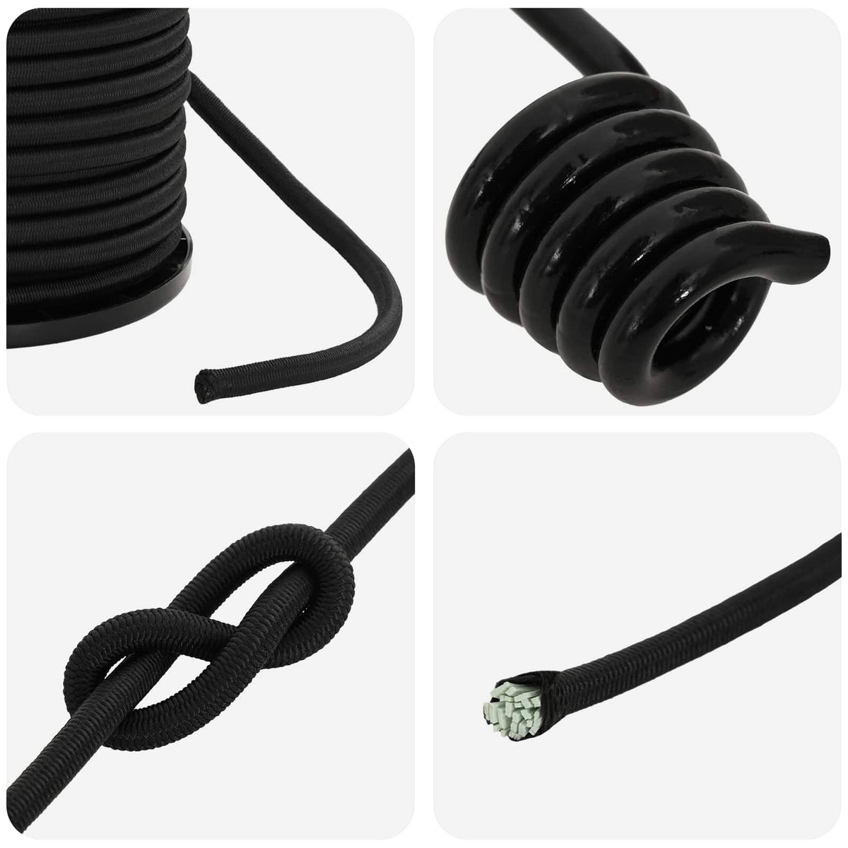 vidaXL Liny bungee z hakami 4 mm Czarny PP i guma