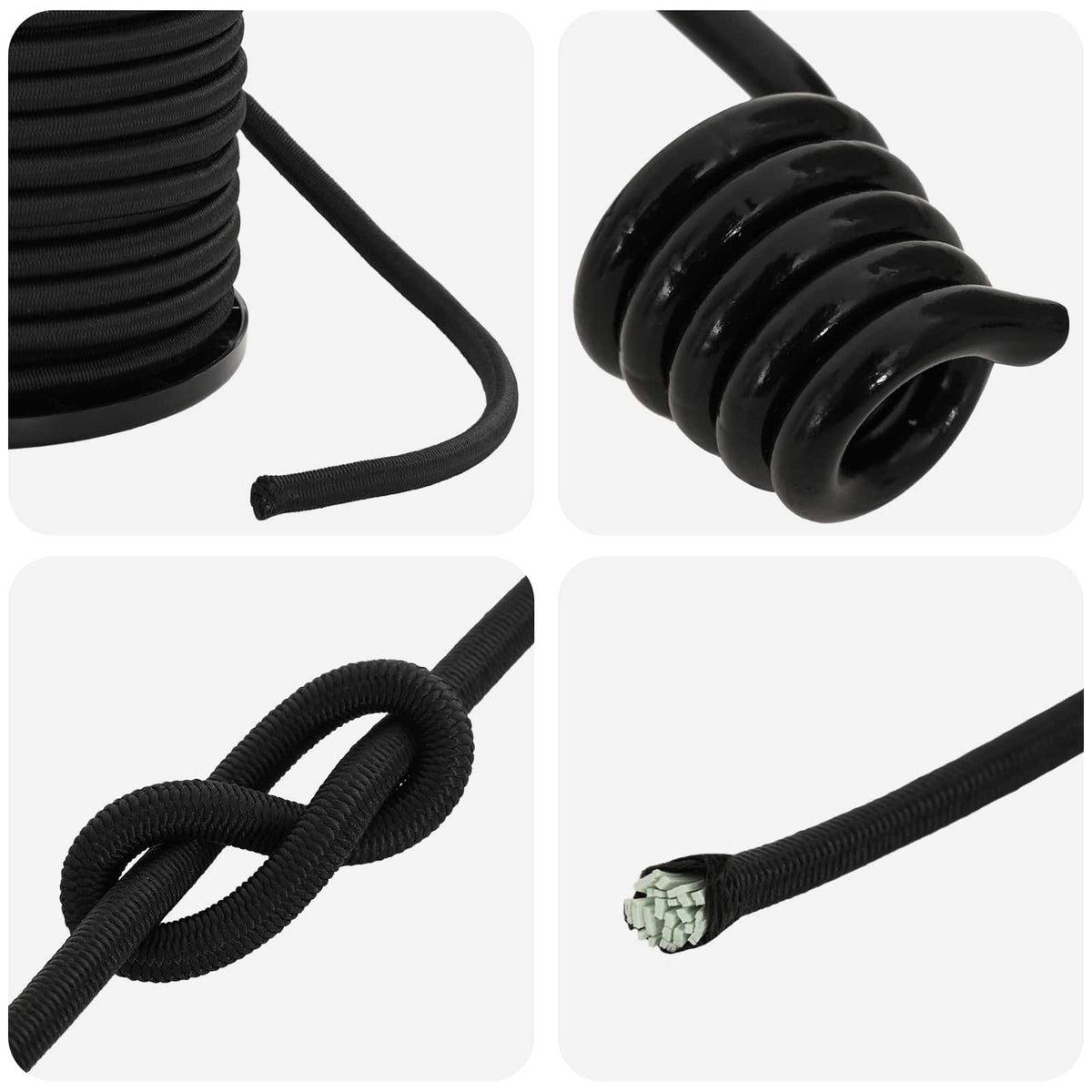 vidaXL Liny bungee z hakami 6 mm Czarny PP i guma