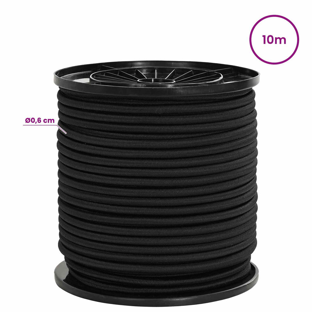 vidaXL Liny bungee z hakami 6 mm Czarny PP i guma