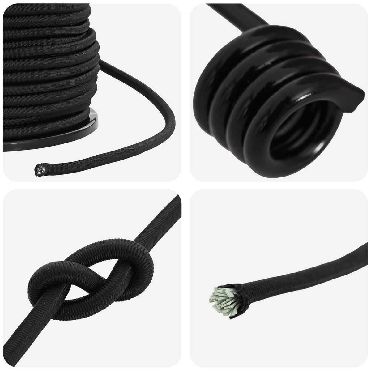 vidaXL Liny bungee z hakami 8 mm Czarny PP i guma
