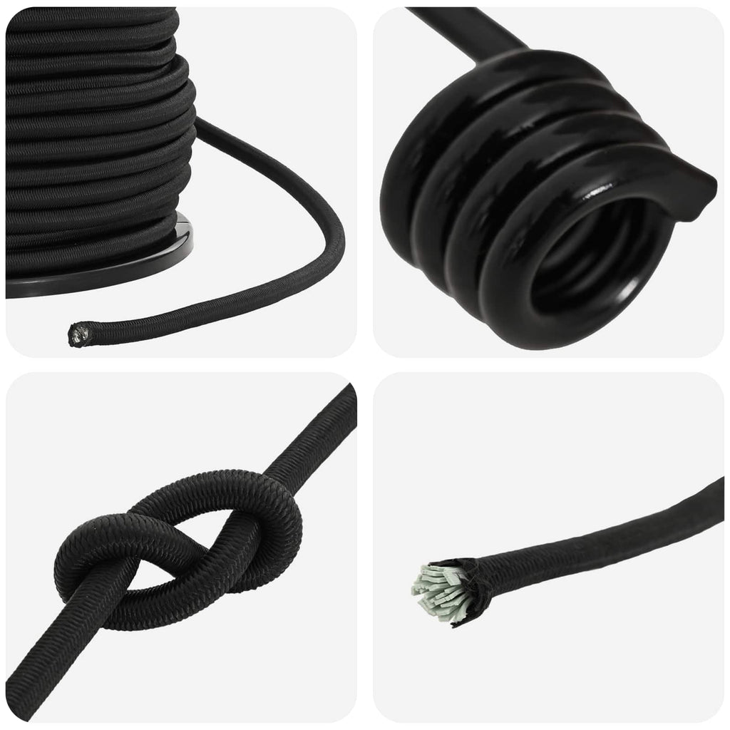 vidaXL Liny bungee z hakami 8 mm Czarny PP i guma