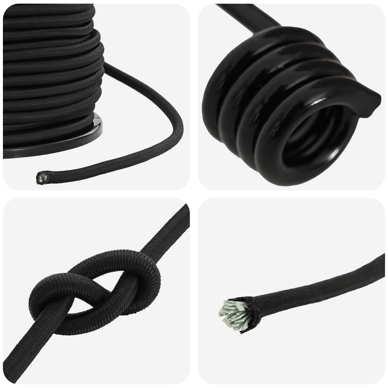 vidaXL Liny bungee z hakami 8 mm Czarny PP i guma