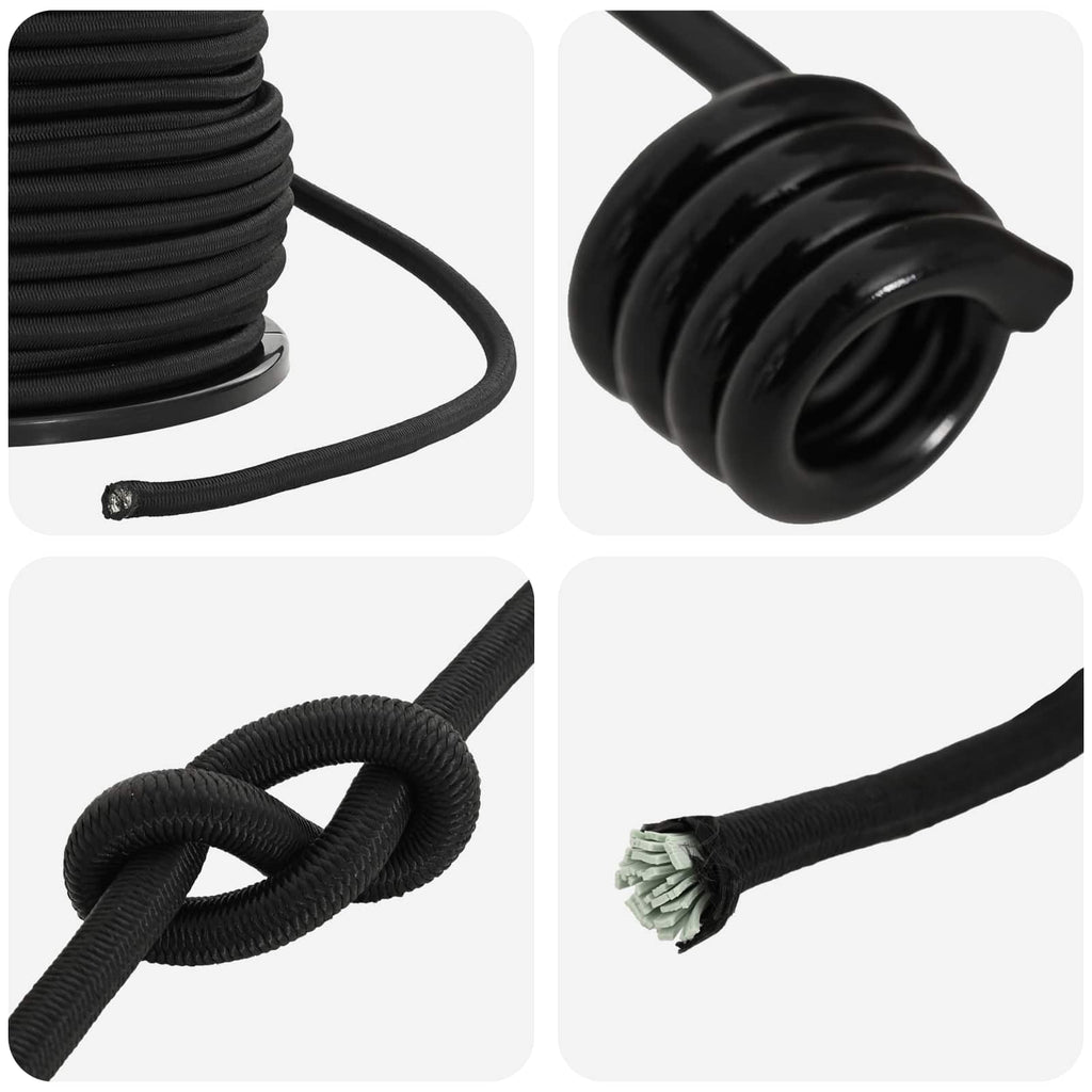 vidaXL Liny bungee z hakami 10 mm Czarny PP i guma