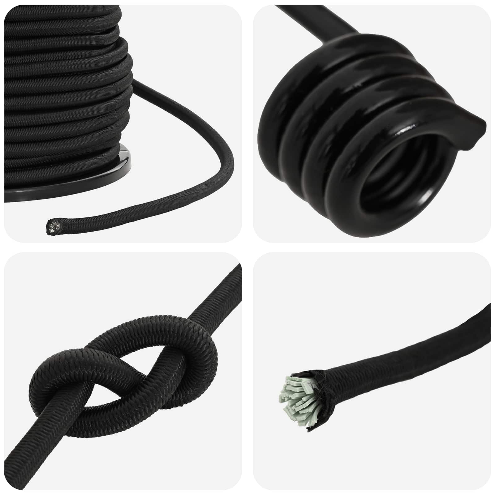 vidaXL Liny bungee z hakami 10 mm Czarny PP i guma