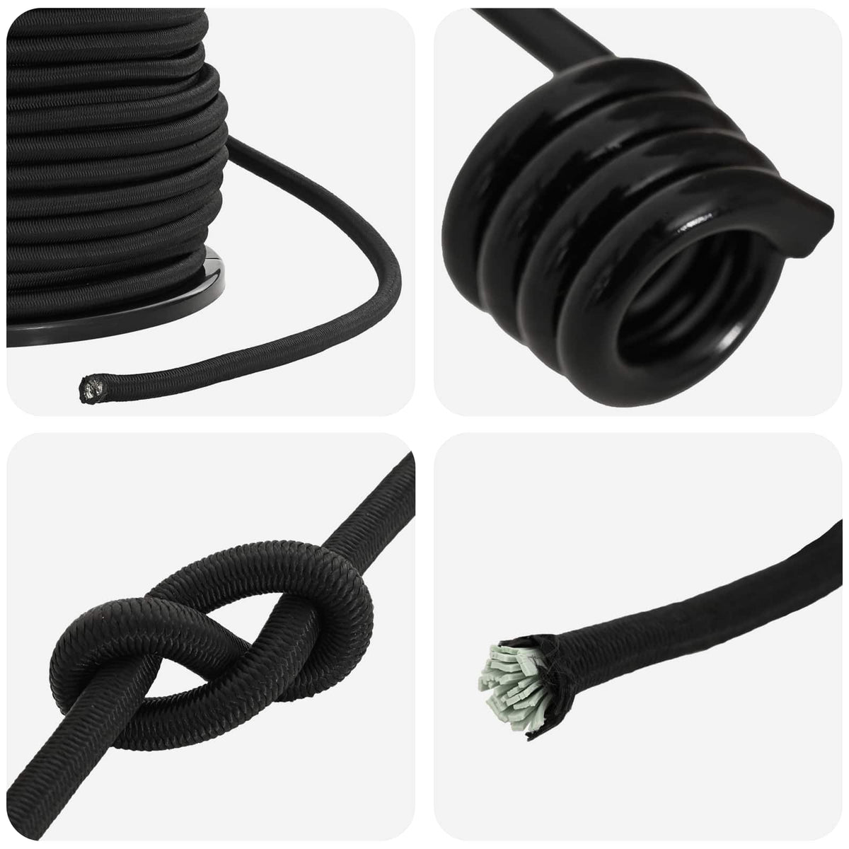 vidaXL Liny bungee z hakami 10 mm Czarny PP i guma