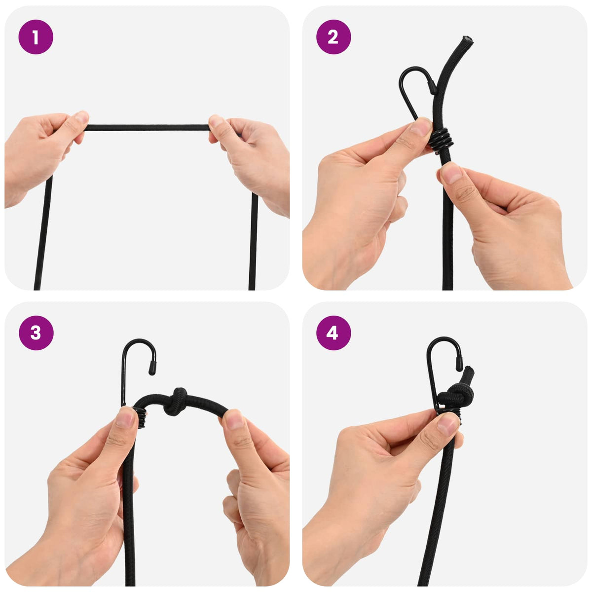 vidaXL Liny bungee z hakami 10 mm Czarny PP i guma