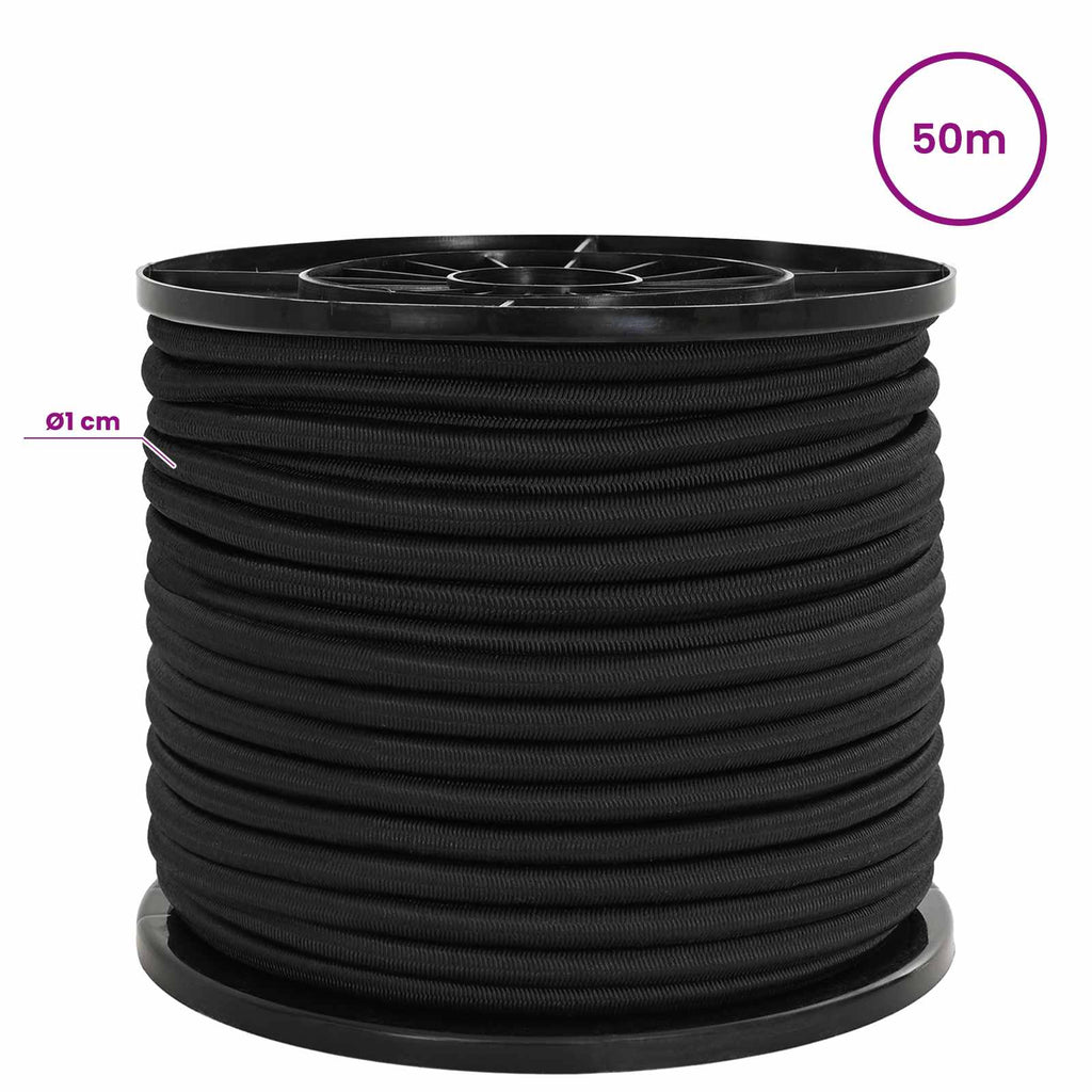 vidaXL Liny bungee z hakami 10 mm Czarny PP i guma